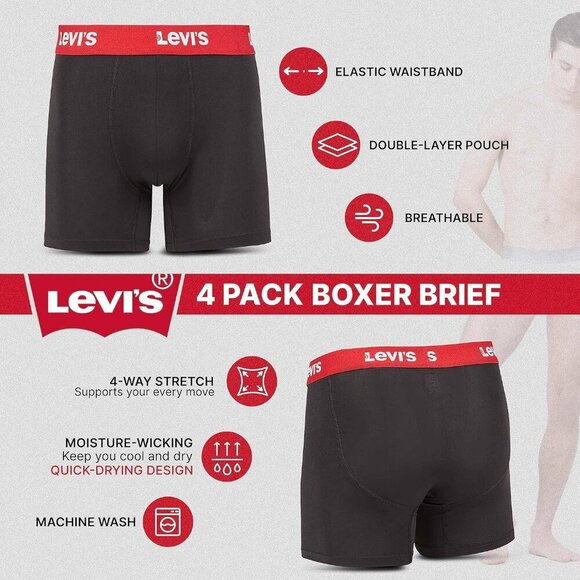 Levi’s Men’s Microfiber Boxer Briefs 4-Pack – Ultra Soft Stretch Underwear Sz L - Picture 3 of 4
